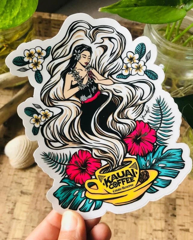 Kauai Coffee Hula Girl Sticker - Image 4