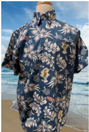 Kauai Coffee Blue Aloha Shirt
